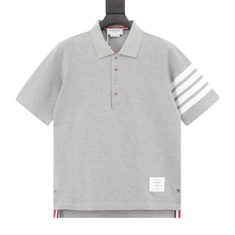 Thom Browne Four-bar Color Woven Short-sleeved Polo Shirt